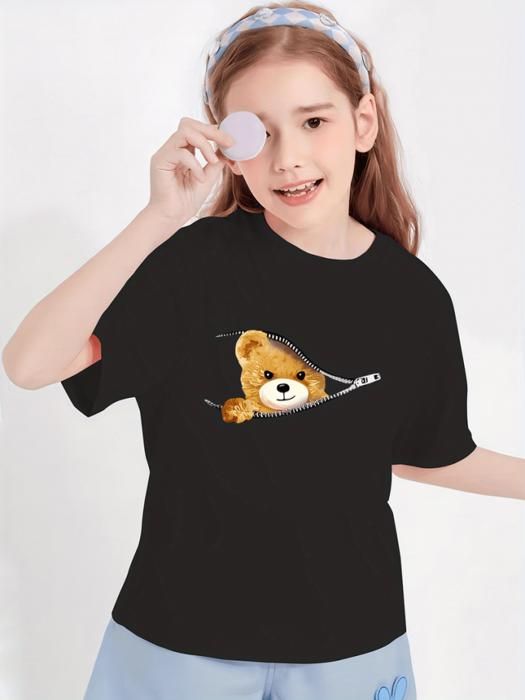 T-shirt à imprimé ours pour fille