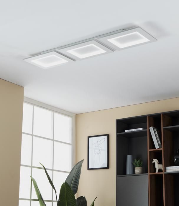 Plafonnier connecté PADROGIANO-Z LED 42,5W en acier blanc 1200x300x50mm