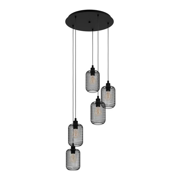 Suspension WRINGTON E27 5X60W en acier Noir D540mm