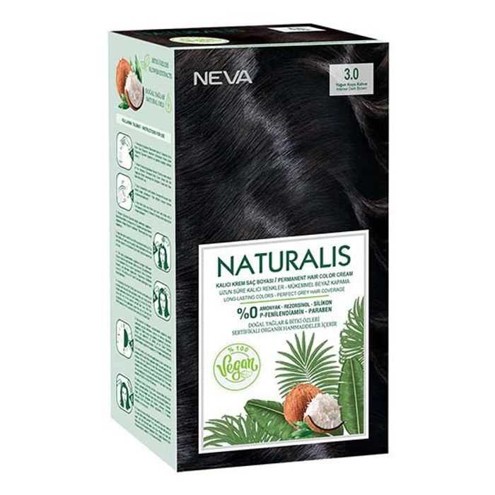 Nevacolor Naturalis Kit de teintures capillaires permanentes en crème 3.0 BRUN FONCÉ INTENSE