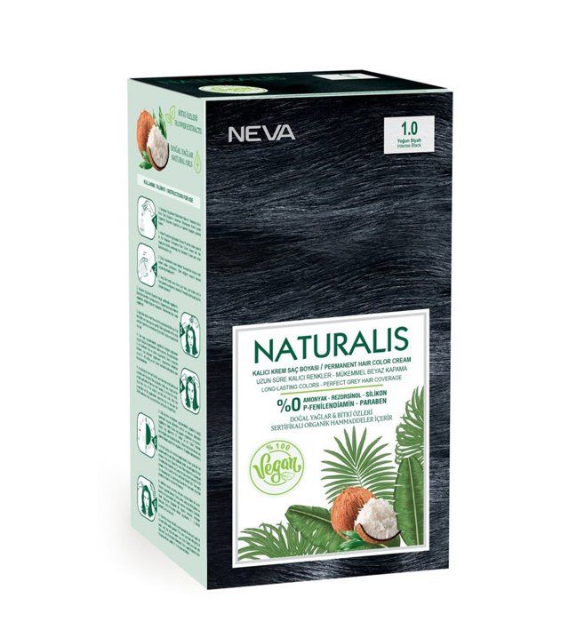 Nevacolor Naturalis Crème Permanente Set de Teinture Capillaire 1.0 NOIR INTENSE