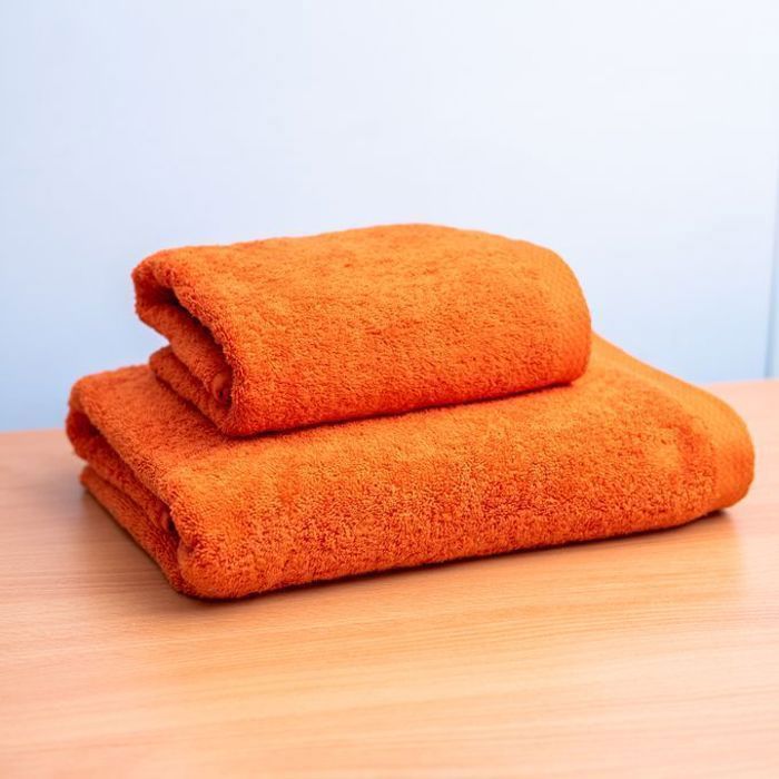 Damas Serviette de bain 70x140 100% coton + Serviette gratuite 50x90 orange