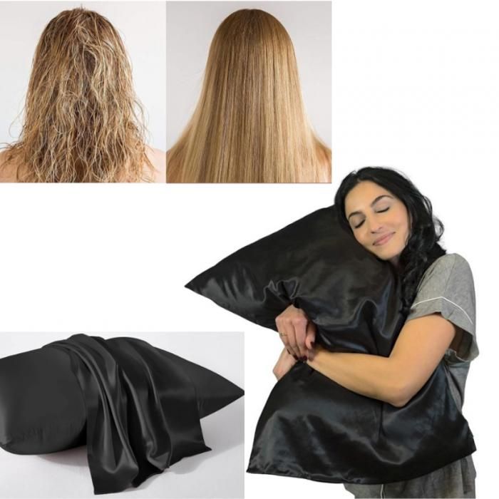 Taies d'oreiller - Satin doux - Noir - 70x50 cm - Anti-frisottis - Élégance chic