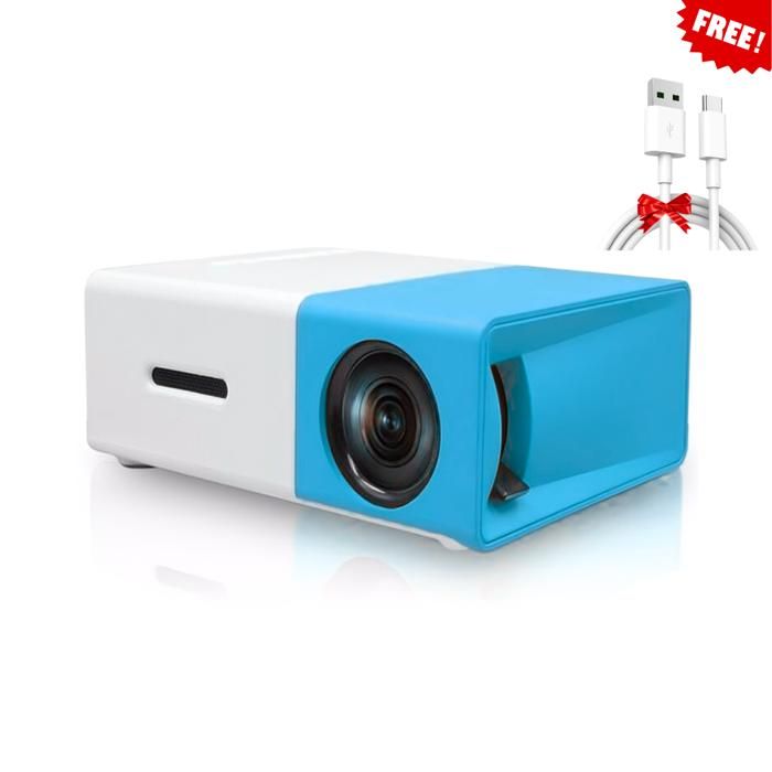 projecteur avec télécommande, supporte les interfaces HDMI, AV, SD, USB - Blue, Avec Cable USB Type-C Gratuit