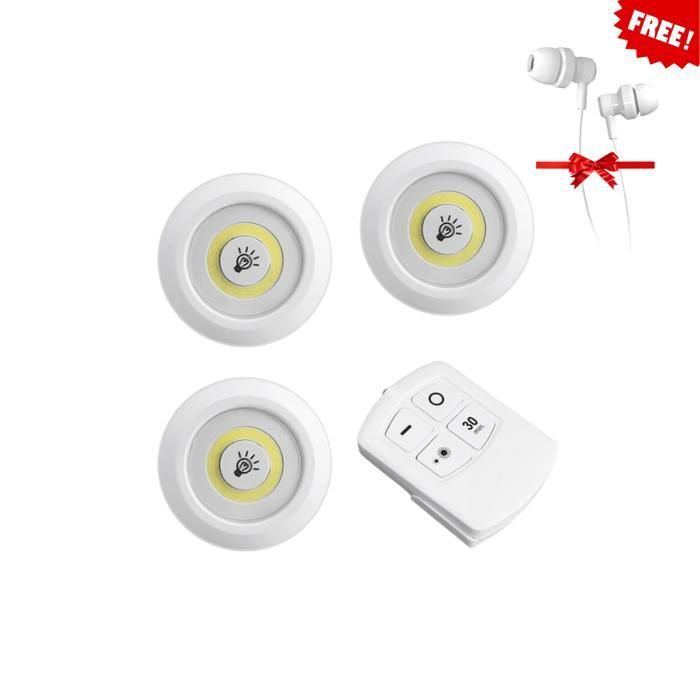 Kit de 3 spots LED avec télécommande