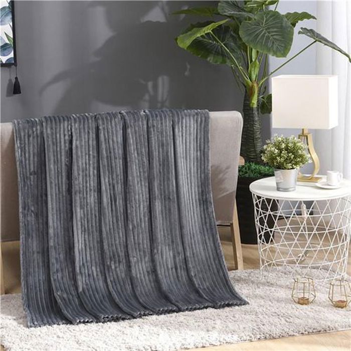 Couverture polaire épaisse flanelle pour lits -210/200cm-gris
