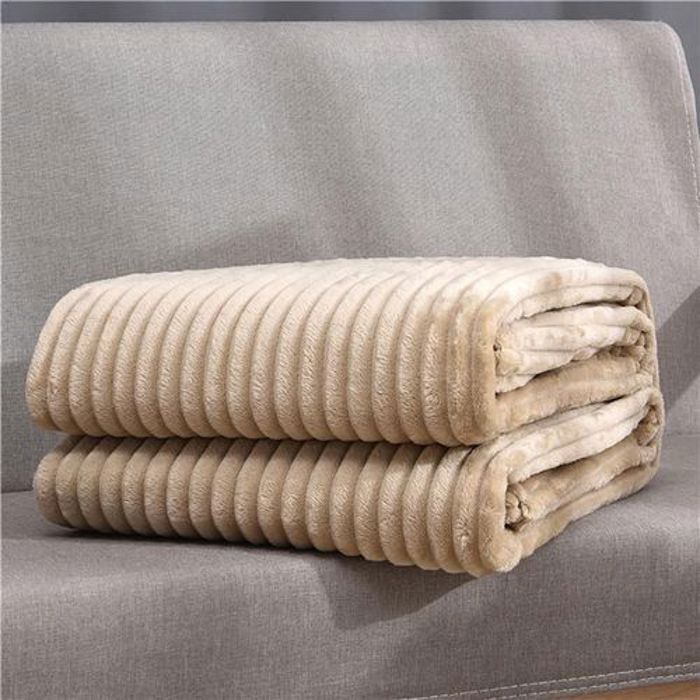 Couverture polaire épaisse flanelle pour lits -230/220cm-BEIGE