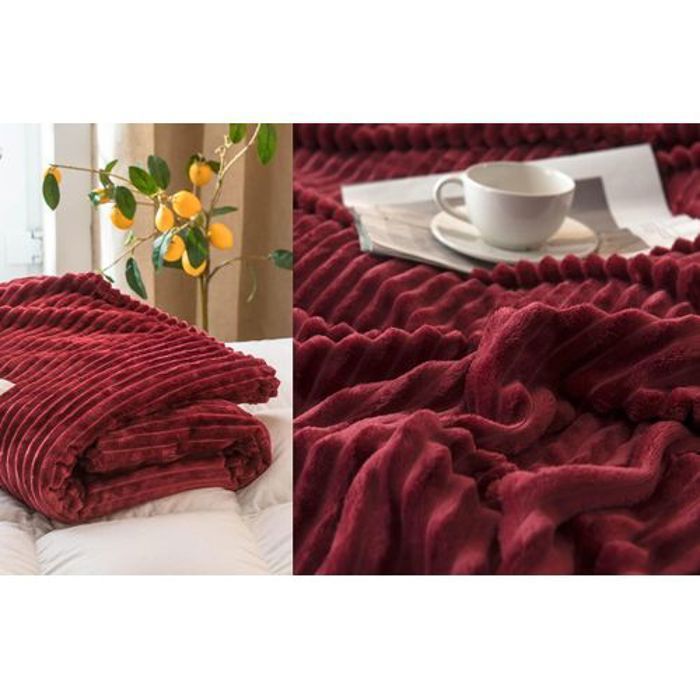 Couverture polaire épaisse flanelle pour lits -BORDEAUX