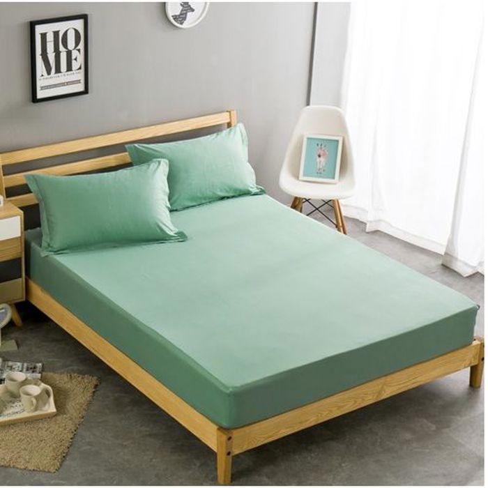 Drap Housse + 2 Taie d'oreiller Unicolor  160x200cm