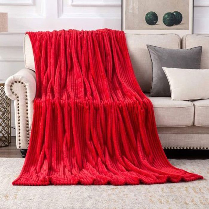 Couverture polaire épaisse flanelle pour lits -200/220cm-rouge