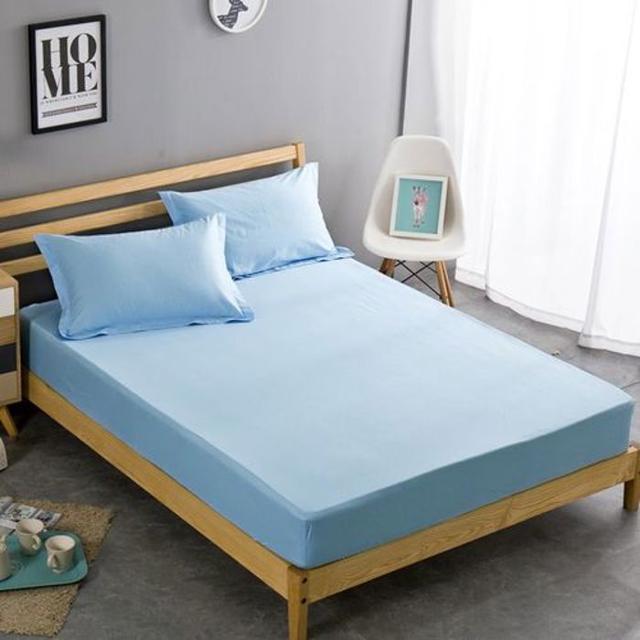Drap Housse + 2 Taie d'oreiller Unicolor  180x200cm