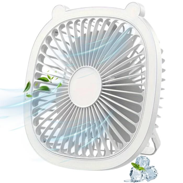 Ventilateur de Bureau 2-en-1 Rechargeable avec Lumière LED