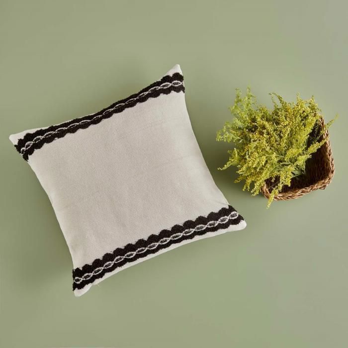 Coussin chaîne crème (43x43 cm)