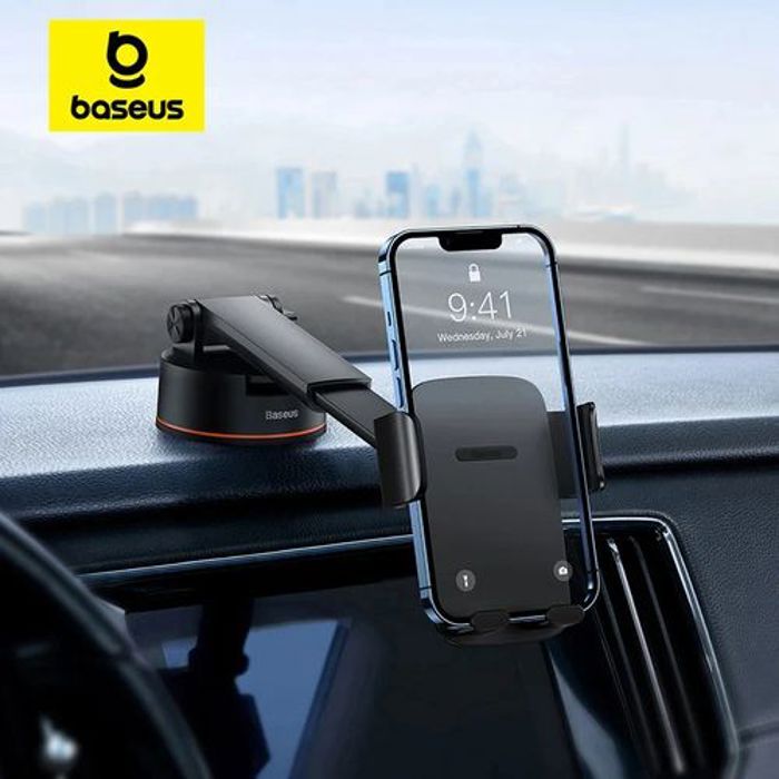 Baseus Support de téléphone portable pour voiture, Réglable par gravité, avec Base d'aspiration Ventouse