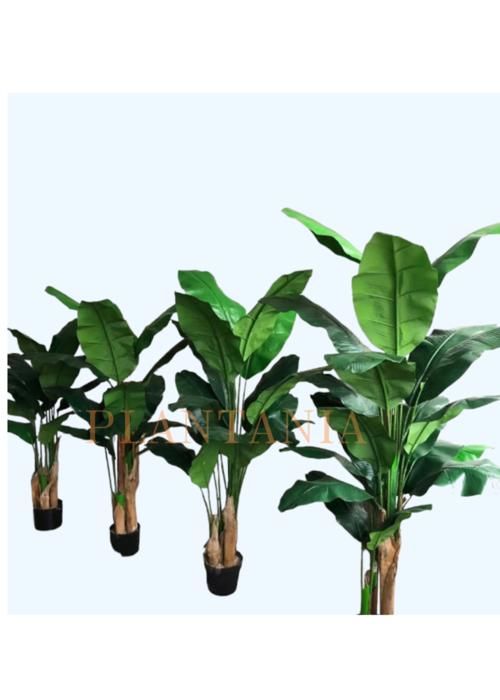 Plante artificielle - PLANTANIA - Bananier - 3 tiges - 140 cm - 11 feuilles - Sans pot