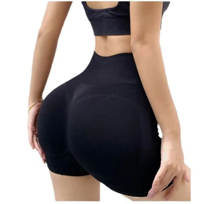 Short de sport taille haute pour femmes, legging de yoga et gym noir