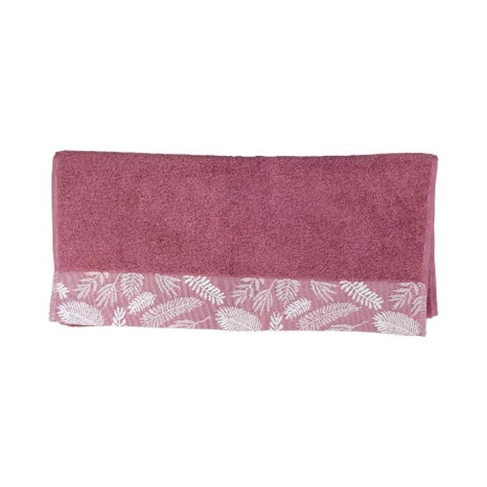 SERVIETTE FOUGERE 50X90 ROSE 500G INVITE JACQUARD
