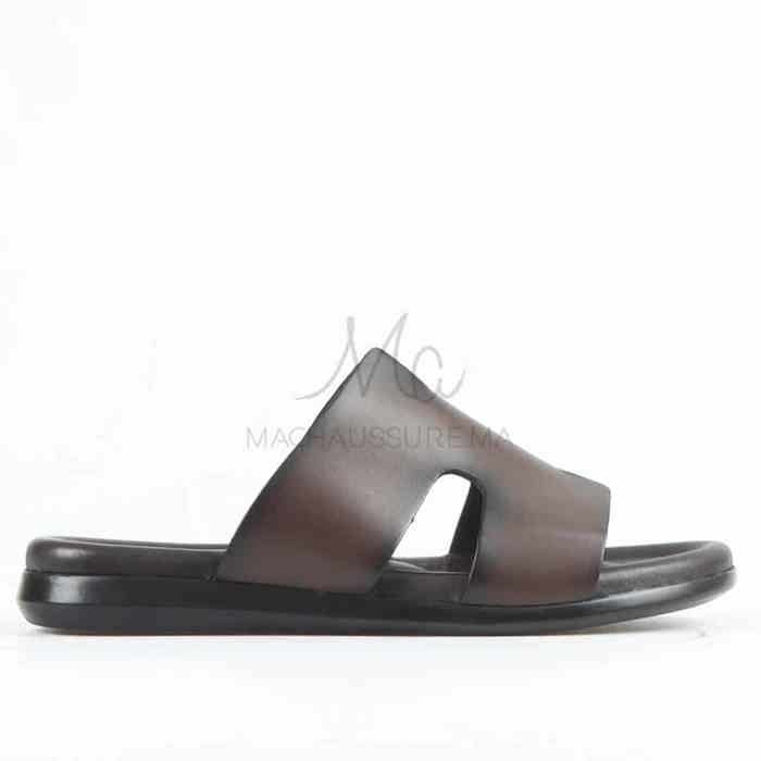 Zen - Sandales Hommes 100% Cuir en Marron