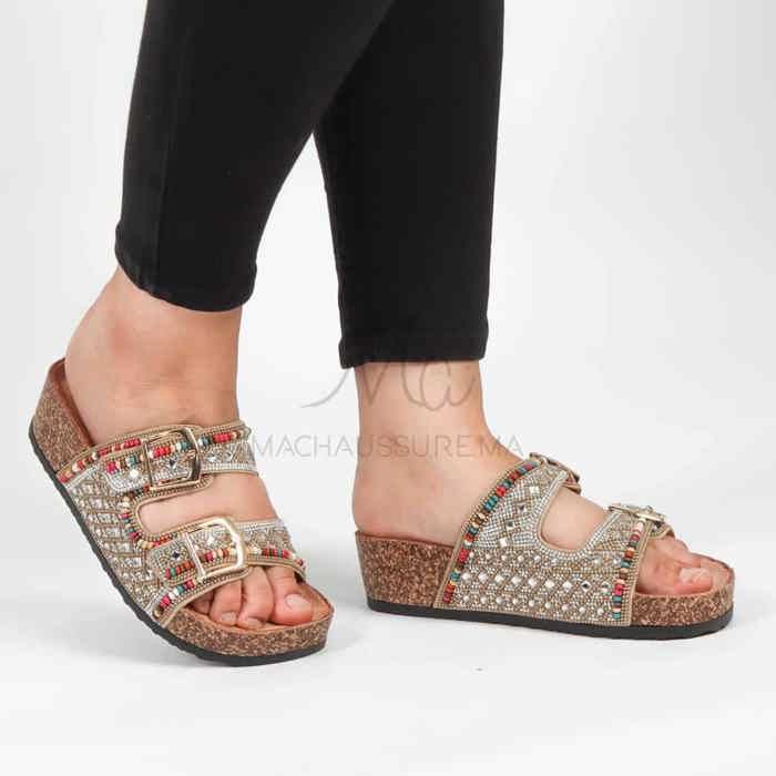 Pavot – Sandales Compensées en Beige