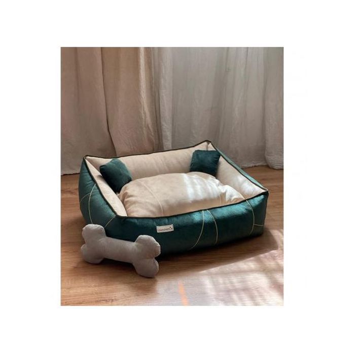 Lit chien et chat - l'Archiduc Roi de Jade - Velours Prémium - 105x75x25cm - Déhoussable et Lavable