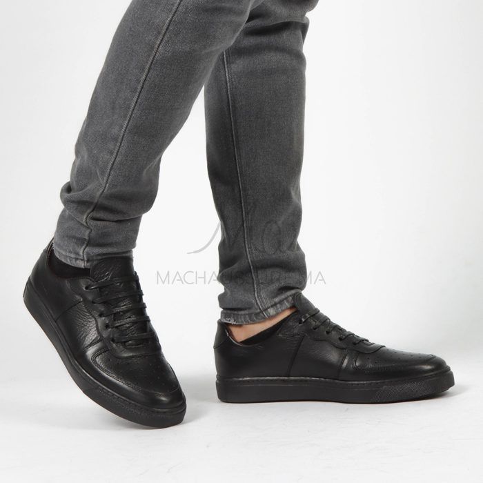Baskets confortables 100% Cuir en Noir