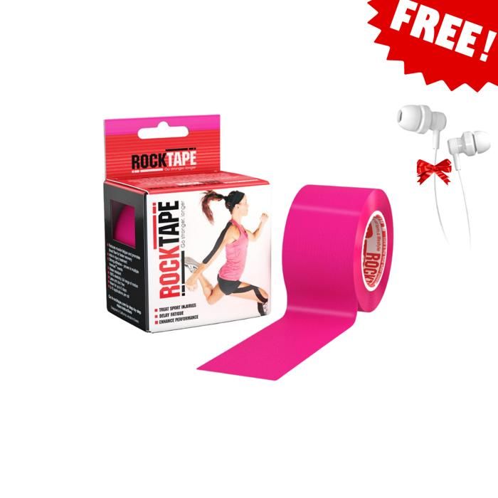 RockTape 4.5cm x 5m/2"x16.4' - Rose, Avec écouteurs gratuit