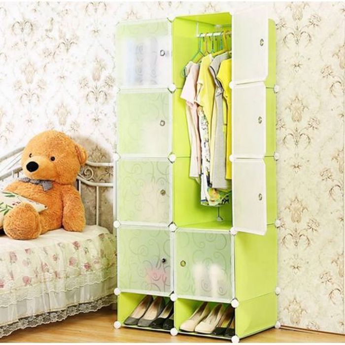 Armoire de Chambre avec porte,Meuble de Rangement avec Penderie,5 couches et 2