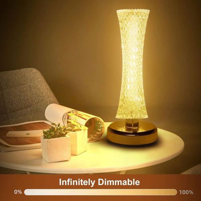 Lampe à Poser - GENERIQUE - Tactile - Rechargeable USB - LED - Cristal