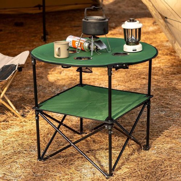 Table de camping pliante ronde - Vert