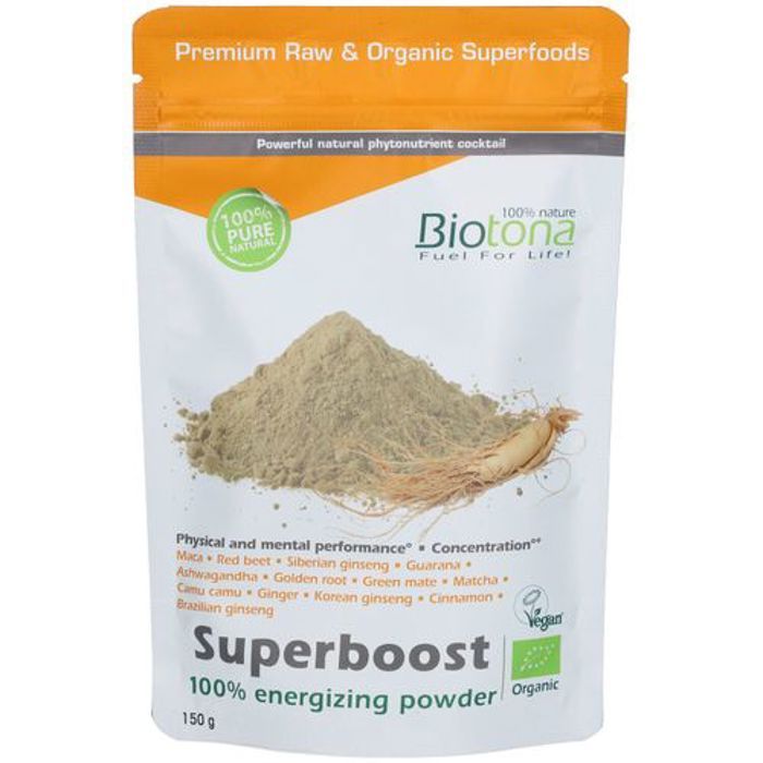 BIOTONA Superboost Poudre 150g, A base de Maca, ginseng siberien , guarana, matcha, ashwagandha