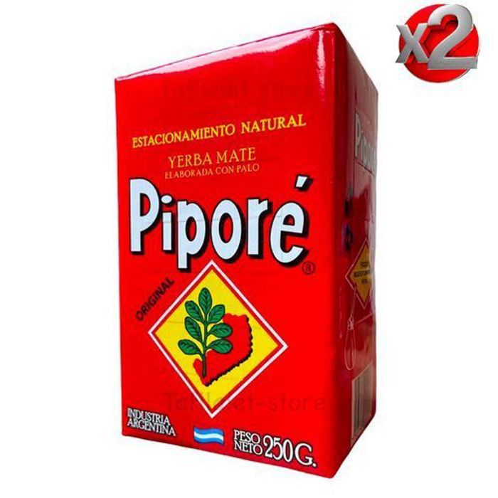 Piporé Pack 2 x 250g - Feuilles The vert de Yerba Maté Torréfiées - Riches en caféine, Stimulant, perte de poids