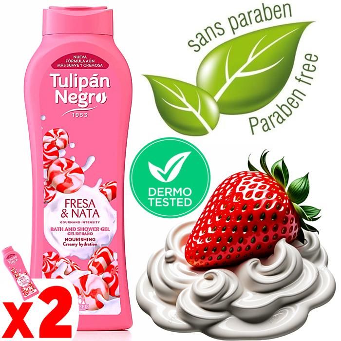 Gel Douche Nata Fraise et Crème chantilly Sans paraben 1300 ml