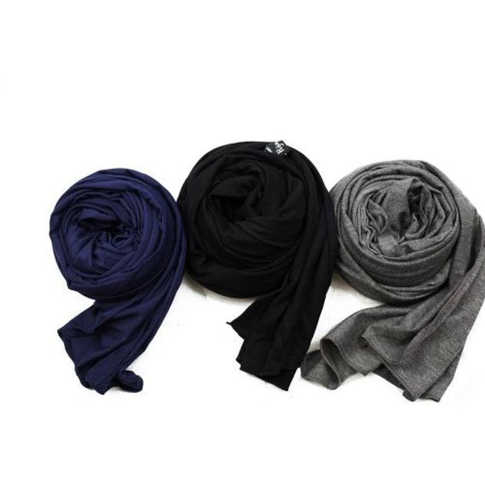 Pack de 3 pieces : Hijab chale en coton jersy uni