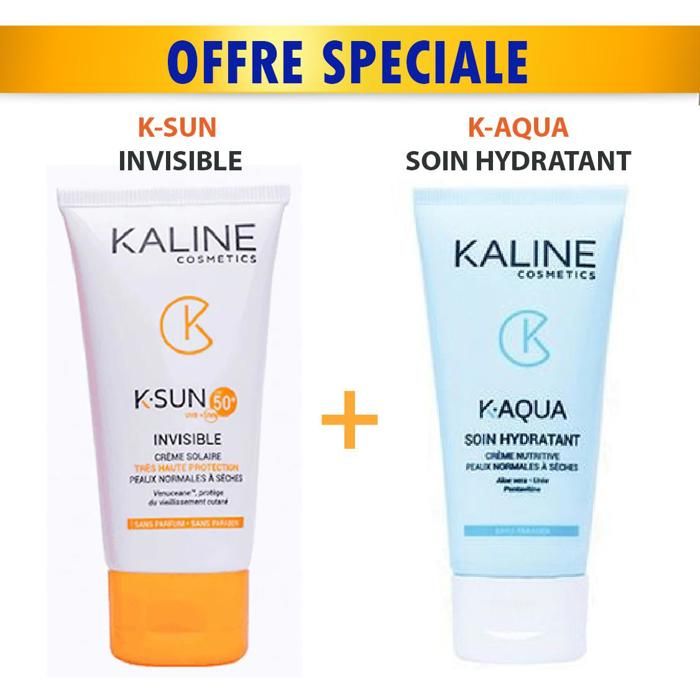 PACK = K-SUN ECRAN SOLAIRE INVISIBLE SPF50+ 50ml + K-AQUA SOIN HYDRATANT 50ml