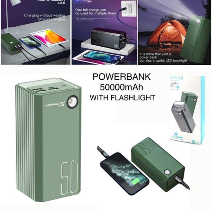 Konfulon Power Bank 50000-mAh Fast Charge Avec éclairage LED Pour Camping