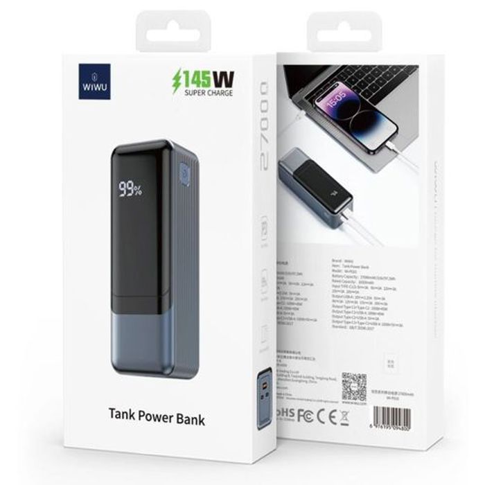 WiWU Tank Power Bank 145W 27000mAh Pour PC Macbook et Téléphones