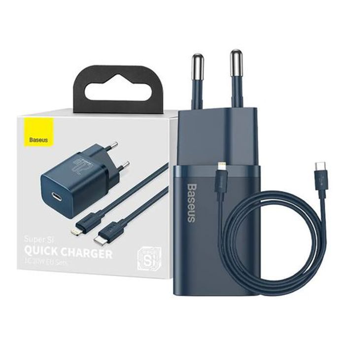 Baseus Chargeur USB Type-C 20W Super Si Fast charger + Cable pour Lightning pour iPhone