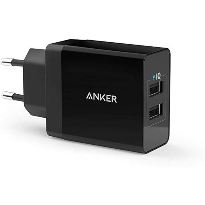 Anker Original Chargeur mural USB 2 ports Anker 24W, avec Technologie PowerIQ pour iPhone iPad, Samsung Galaxy/Note, LG, Nexus etc