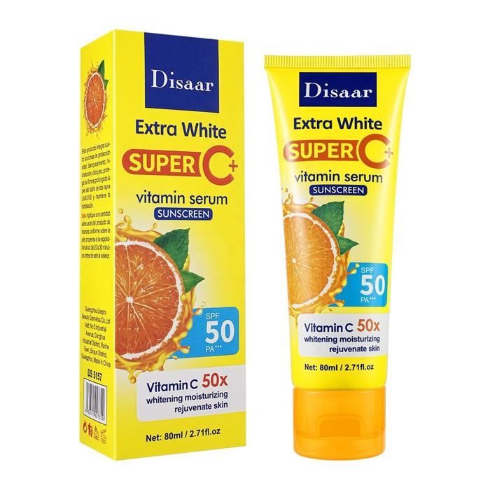 Disaar Sun Protection Spf 50 Pa ++ Crème solaire éclaircissante à la vitamine C Crème solaire blanchissante