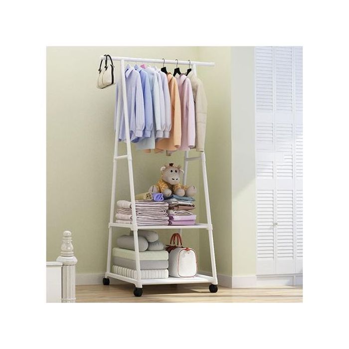 Triangulaire Placard Tiges Et étagères Porte-Vêtements Multifonctionnel -BLANC-