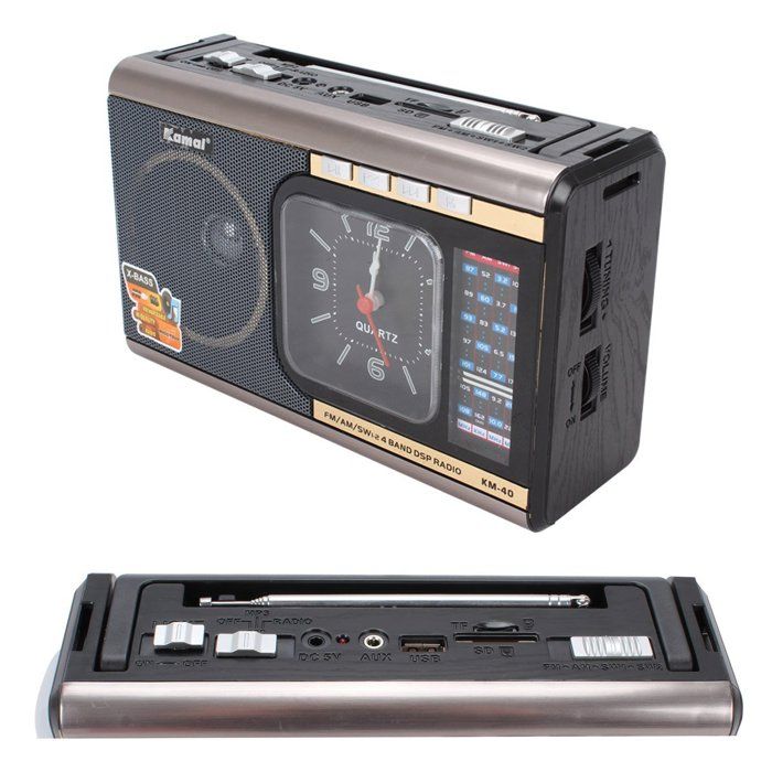Radio Bluetooth haut-parleur MP3 lampe de poche horloge FM SD TF USB 1900