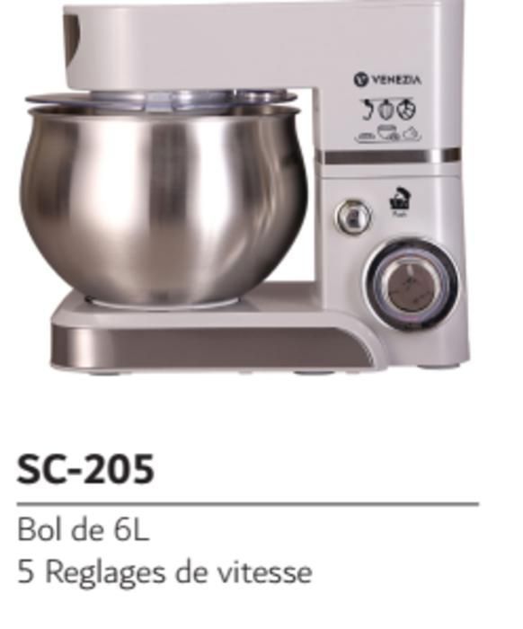 VENEZIA - Robot Pâtissier Batteurs Sur Socle - 6L Gris