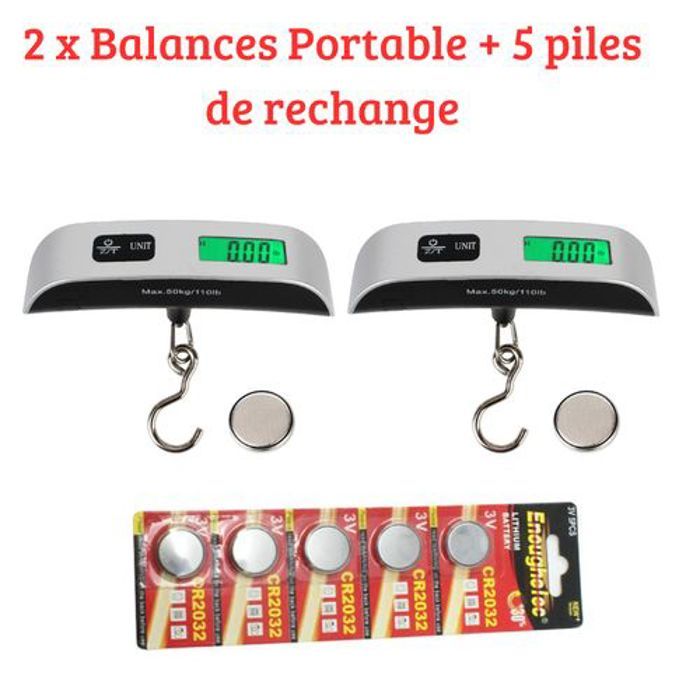 2 x Balance numérique portative de bagages de poche de 50kg   10g Valises plus 5 Piles