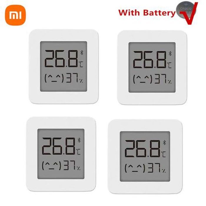 XIAOMI Pack 4 x Moniteur de température et d'humidité, Thermomètre Numérique Avec Pile Batterie 2032