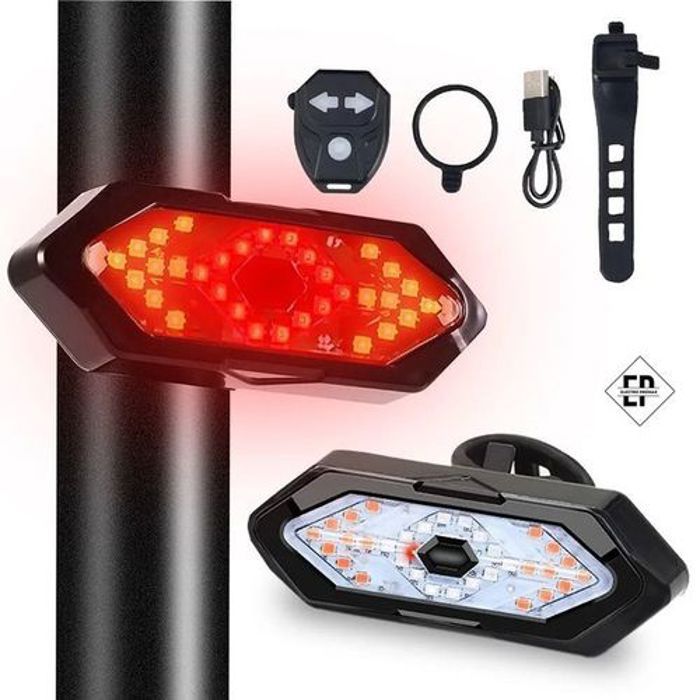 Vélo Clignotant Feu arrière, Feux de vélo ou Trottinette à distance LED USB Rechargeable