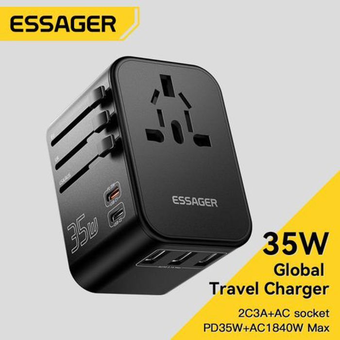 Essager 35W Adaptateur de voyage universel Chargeur international pour prise US EU UK AUS