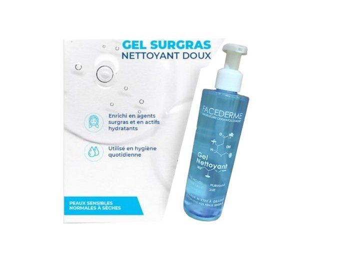 Gel surgras nettoyant doux - FaceDerm - 250ml - Hypoallergénique - Peaux sensibles - Enfants et adultes