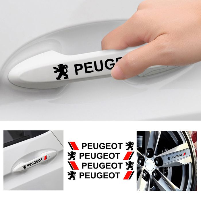 Autocollants réfléchissant Décoration Peugeot poignée pare-choc fenêtre coffre