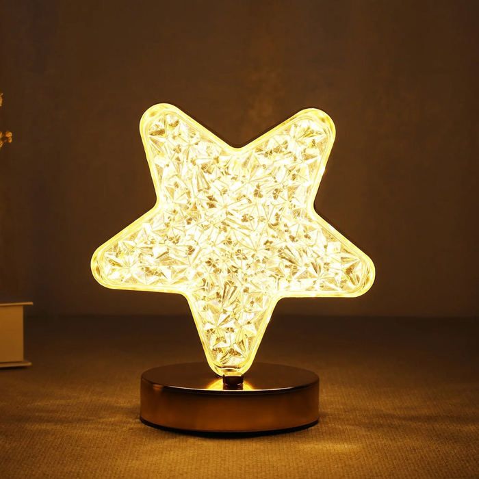 Lampe tactile rechargeable forme étoile brillante cristallisée