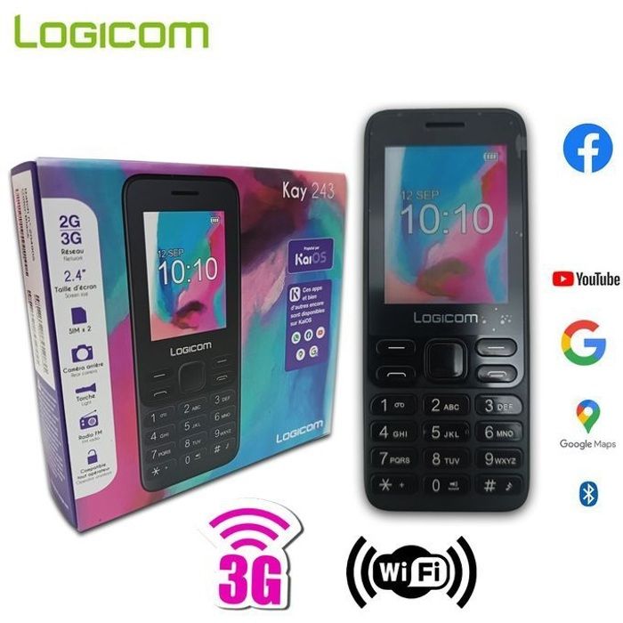 logicom Telephone Le Kay 243 2.4" 1400 mAh 3G FM 512 Mo (RAM), 4 Go (ROM)